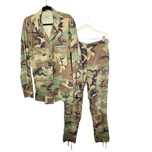 US Army‎ Woodland Camo Military Uniform Set Jacket Pants Medium XLong